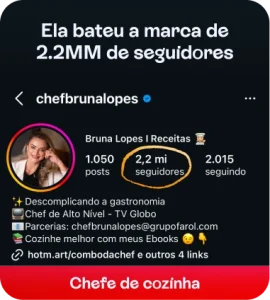 Chefe de cozinha - 2.2 milhoes de seguidores