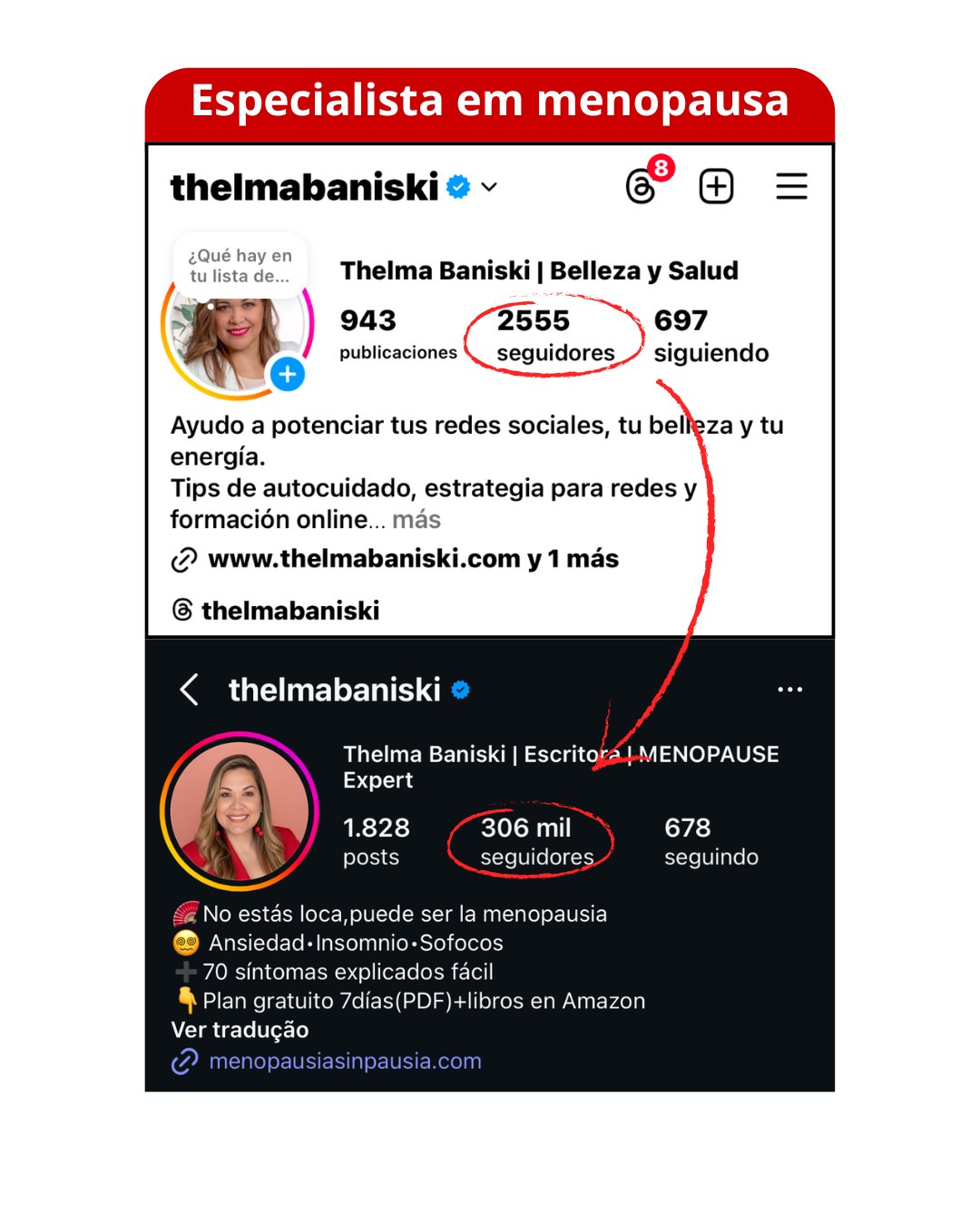 Menopausa - 2.555 para 306 mil seguidores